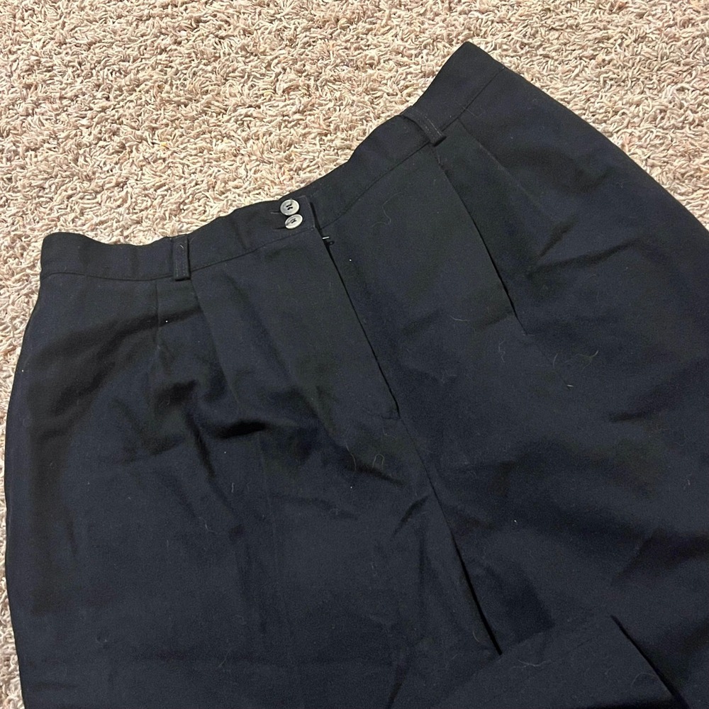 Harve Benard 100%‎ Wool Pleated Dress Pants Black Size 16 High Rise Trousers